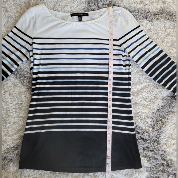 Striped Black and White 3/4 Sleeve Top | Size XS | White House Black Market - Picture 2 of 6